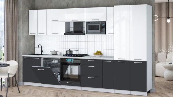 Кухонный гарнитур Интерлиния Мила Gloss 3.5-ПМ2