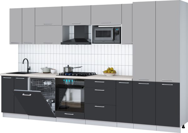 Кухонный гарнитур Интерлиния Мила Gloss 3.5-ПМ2 - фото