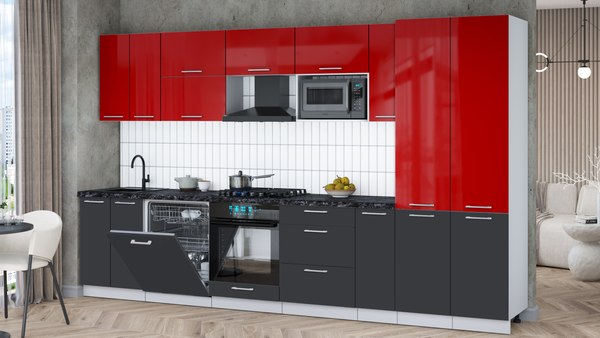 Кухонный гарнитур Интерлиния Мила Gloss 3.5-ПМ2