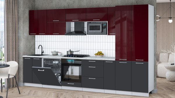 Кухонный гарнитур Интерлиния Мила Gloss 3.5-ПМ2