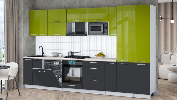 Кухонный гарнитур Интерлиния Мила Gloss 3.5-ПМ2