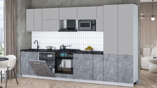 Кухонный гарнитур Интерлиния Мила Gloss 3.5-ПМ2