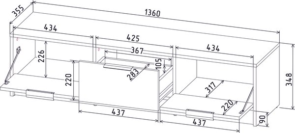 Тумба Интерлиния ТВ Концепт КТ-ТВ3-35