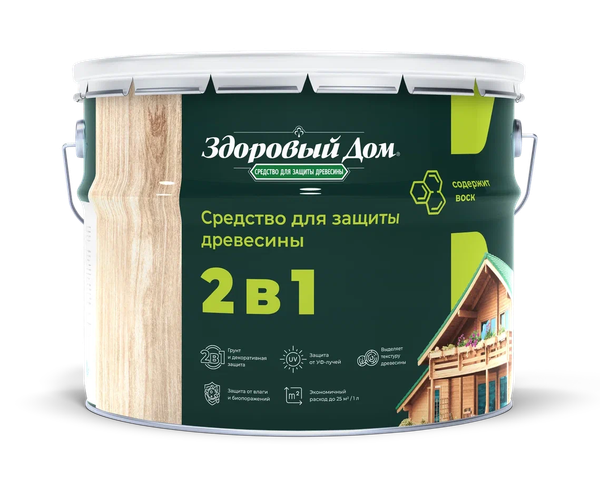 Защитно-декоративный состав Здоровый дом 2в1 Еловая зелень