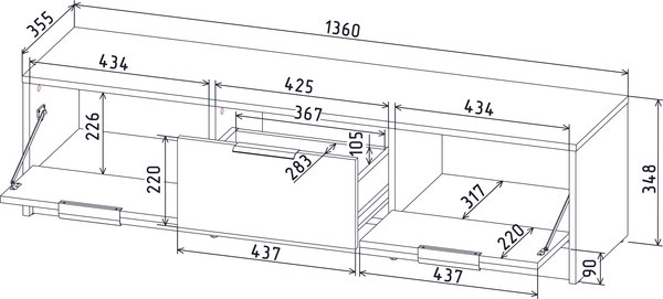 Тумба Интерлиния ТВ Концепт КТ-ТВ3-35