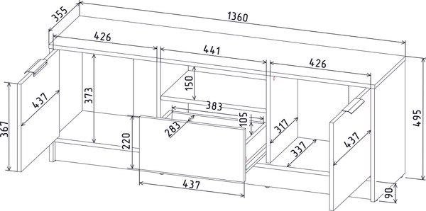 Тумба Интерлиния ТВ Концепт КТ-ТВ3-50