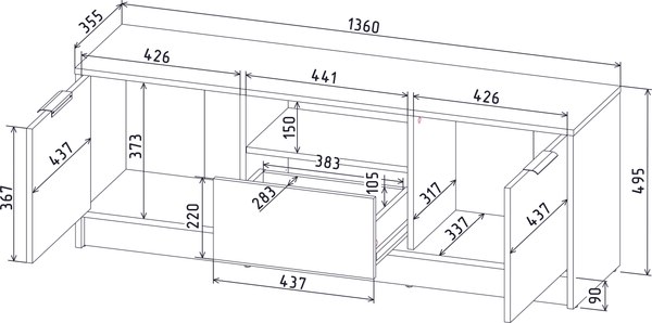 Тумба Интерлиния ТВ Концепт КТ-ТВ3-50
