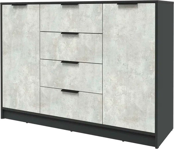 Тумба Интерлиния Концепт КТ-Т140 (бетон лайт/антрацит) - фото