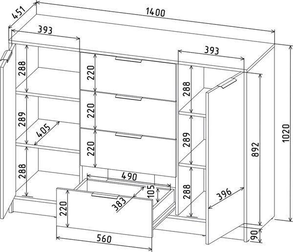 Тумба Интерлиния Концепт КТ-Т140 (бетон лайт/антрацит)