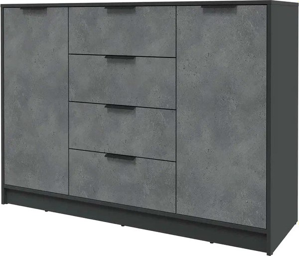 Тумба Интерлиния Концепт КТ-Т140 (бетон портленд/антрацит) - фото