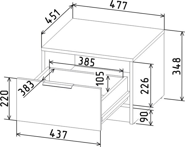 Прикроватная тумба Интерлиния Концепт КТ-ТК1-35