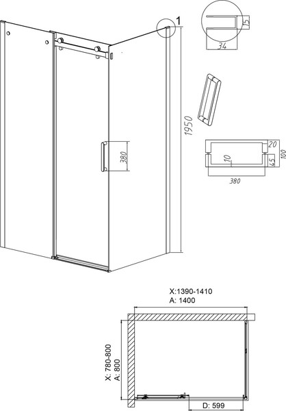 Душевой уголок Grossman Classic 140х80х195 / 120.K33.04.1480.42.00