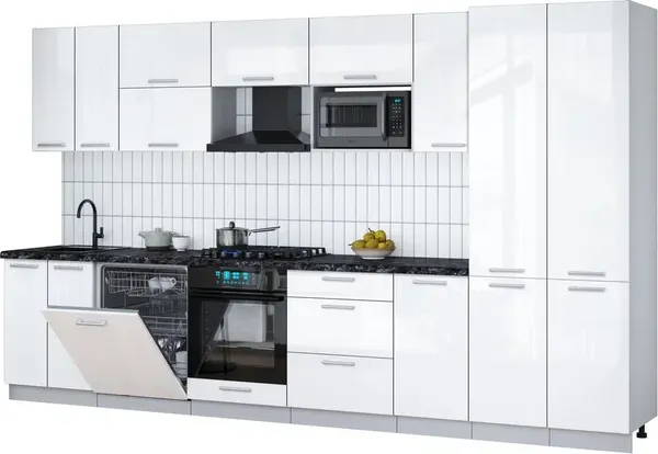 Кухонный гарнитур Интерлиния Мила Gloss 3.6-ПМ2 - фото