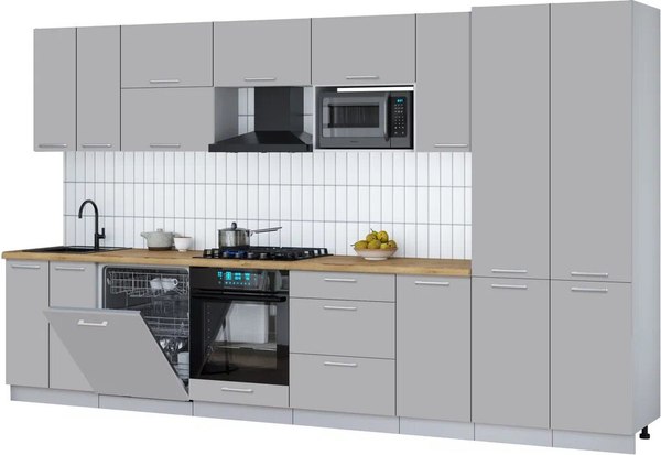 Кухонный гарнитур Интерлиния Мила Gloss 3.6-ПМ2 - фото
