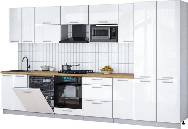 Кухонный гарнитур Интерлиния Мила Gloss 3.6-ПМ2 - фото