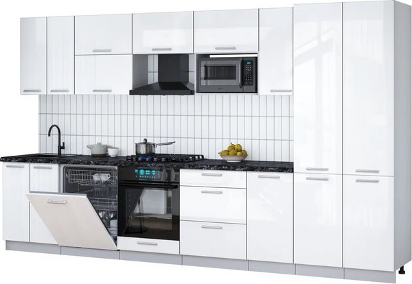 Кухонный гарнитур Интерлиния Мила Gloss 3.6-ПМ2 - фото