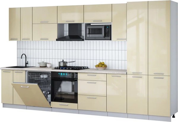 Кухонный гарнитур Интерлиния Мила Gloss 3.6-ПМ2 - фото