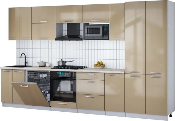 Кухонный гарнитур Интерлиния Мила Gloss 3.6-ПМ2 - фото