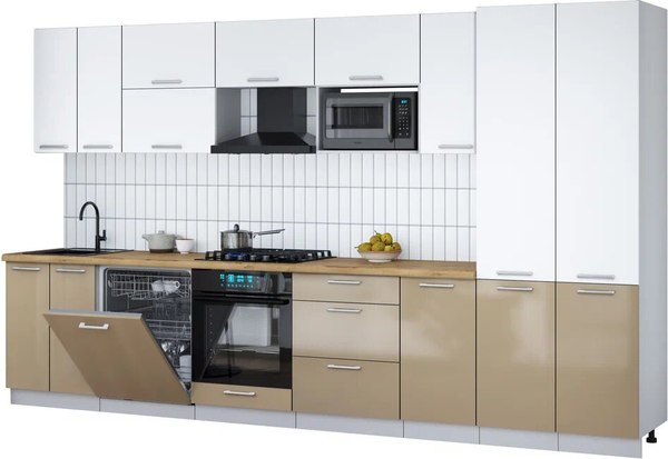 Кухонный гарнитур Интерлиния Мила Gloss 3.6-ПМ2 - фото