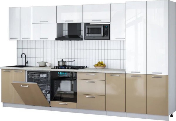 Кухонный гарнитур Интерлиния Мила Gloss 3.6-ПМ2 - фото