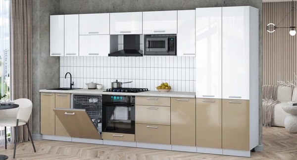 Кухонный гарнитур Интерлиния Мила Gloss 3.6-ПМ2