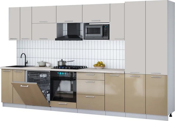 Кухонный гарнитур Интерлиния Мила Gloss 3.6-ПМ2 - фото