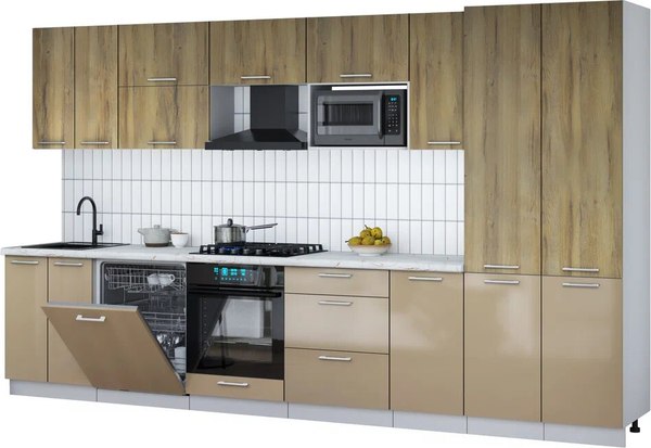 Кухонный гарнитур Интерлиния Мила Gloss 3.6-ПМ2 - фото