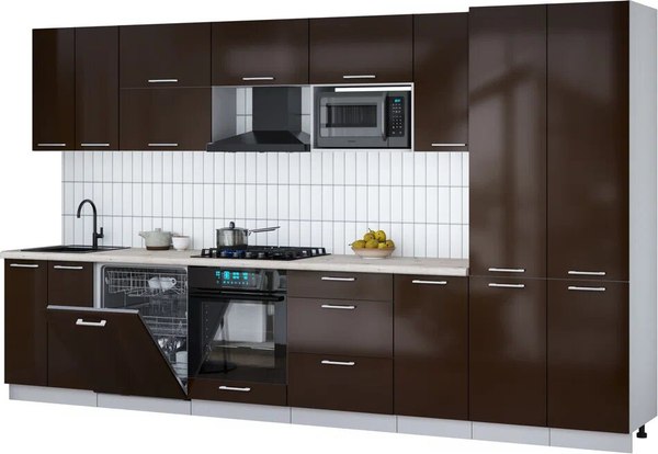 Кухонный гарнитур Интерлиния Мила Gloss 3.6-ПМ2 - фото