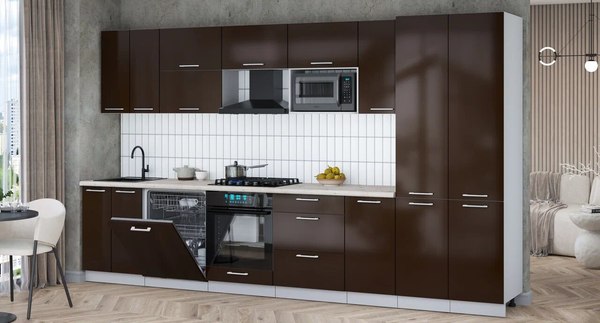 Кухонный гарнитур Интерлиния Мила Gloss 3.6-ПМ2