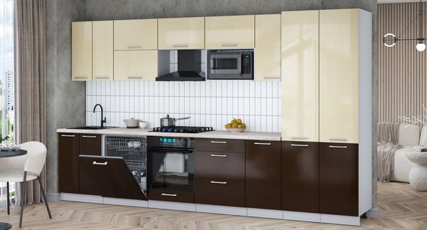 Кухонный гарнитур Интерлиния Мила Gloss 3.6-ПМ2