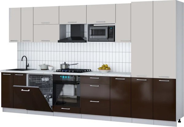 Кухонный гарнитур Интерлиния Мила Gloss 3.6-ПМ2 - фото