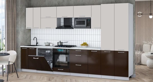 Кухонный гарнитур Интерлиния Мила Gloss 3.6-ПМ2