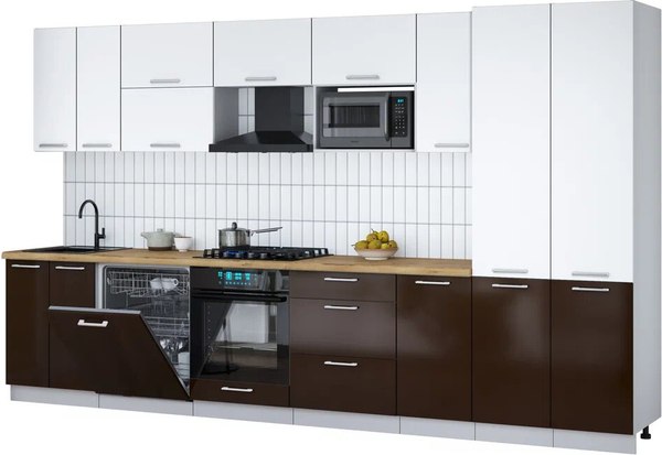 Кухонный гарнитур Интерлиния Мила Gloss 3.6-ПМ2 - фото