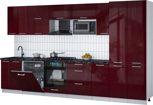 Кухонный гарнитур Интерлиния Мила Gloss 3.6-ПМ2 - фото