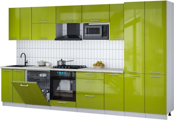 Кухонный гарнитур Интерлиния Мила Gloss 3.6-ПМ2 - фото