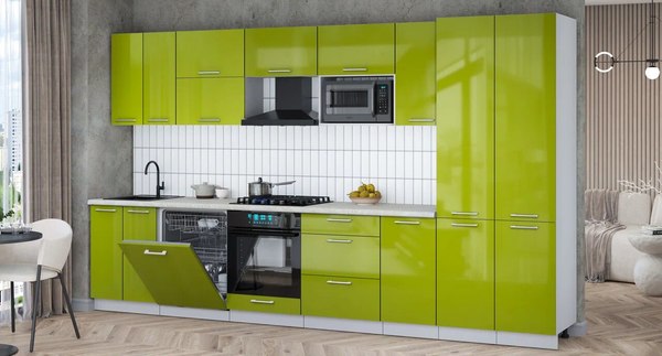 Кухонный гарнитур Интерлиния Мила Gloss 3.6-ПМ2