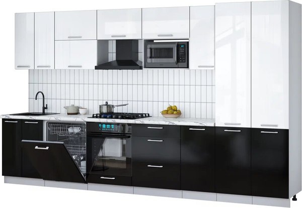Кухонный гарнитур Интерлиния Мила Gloss 3.6-ПМ2 - фото