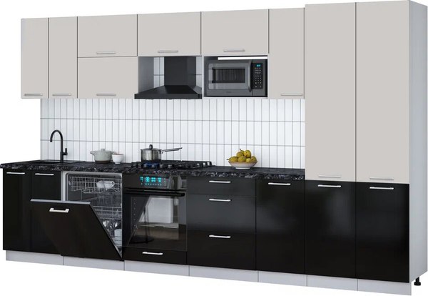 Кухонный гарнитур Интерлиния Мила Gloss 3.6-ПМ2 - фото