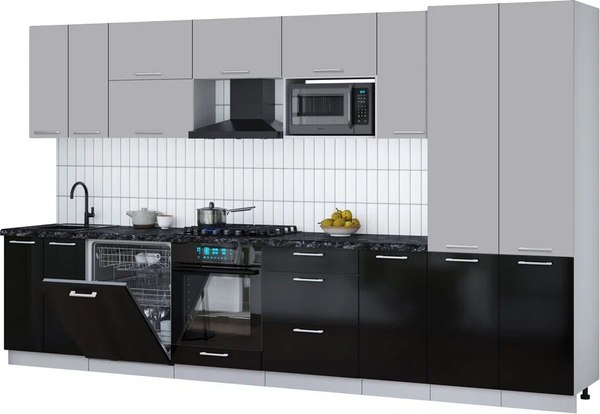 Кухонный гарнитур Интерлиния Мила Gloss 3.6-ПМ2 - фото