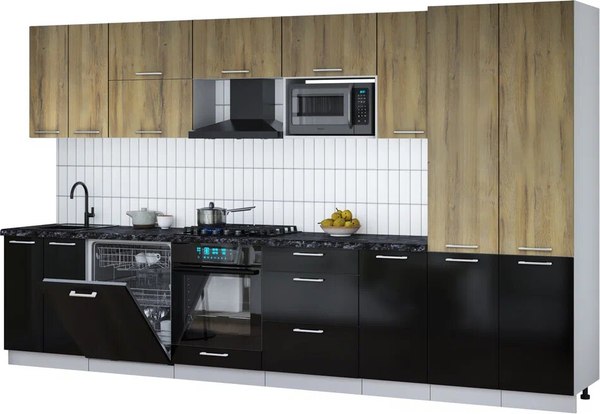 Кухонный гарнитур Интерлиния Мила Gloss 3.6-ПМ2 - фото