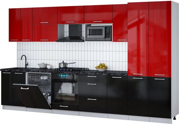 Кухонный гарнитур Интерлиния Мила Gloss 3.6-ПМ2 - фото