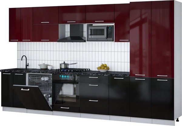 Кухонный гарнитур Интерлиния Мила Gloss 3.6-ПМ2 - фото