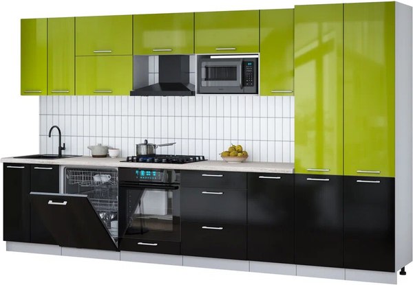 Кухонный гарнитур Интерлиния Мила Gloss 3.6-ПМ2 - фото