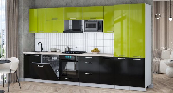 Кухонный гарнитур Интерлиния Мила Gloss 3.6-ПМ2