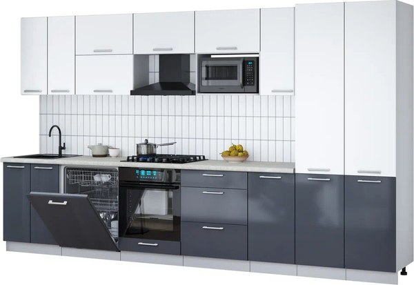 Кухонный гарнитур Интерлиния Мила Gloss 3.6-ПМ2 - фото