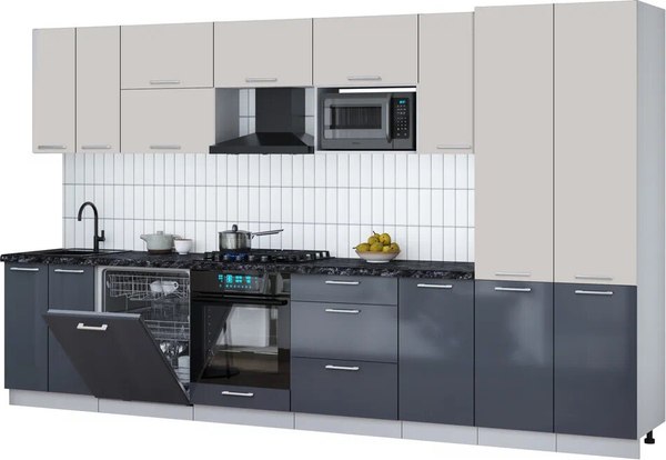 Кухонный гарнитур Интерлиния Мила Gloss 3.6-ПМ2 - фото