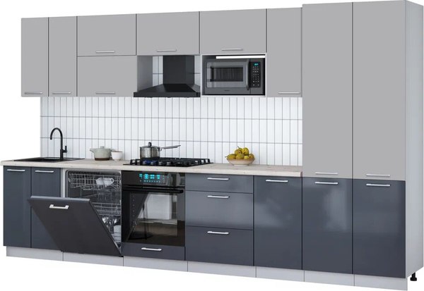 Кухонный гарнитур Интерлиния Мила Gloss 3.6-ПМ2 - фото