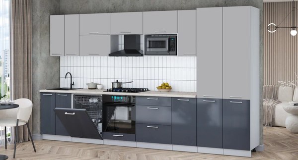 Кухонный гарнитур Интерлиния Мила Gloss 3.6-ПМ2