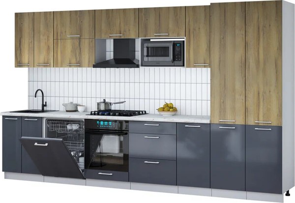 Кухонный гарнитур Интерлиния Мила Gloss 3.6-ПМ2 - фото