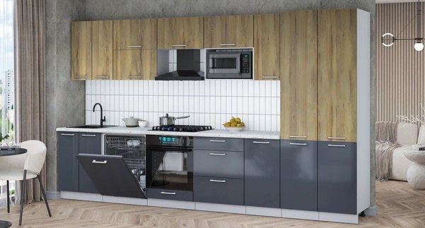 Кухонный гарнитур Интерлиния Мила Gloss 3.6-ПМ2